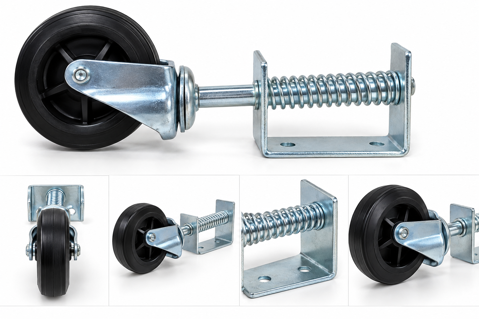Spring wheel for swing gate